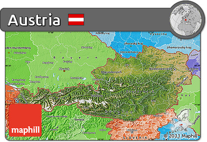 Satellite Map of Austria, political shades outside