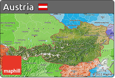 Satellite Map of Austria, political shades outside