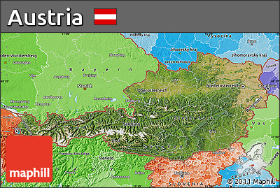 Satellite Map of Austria, political shades outside