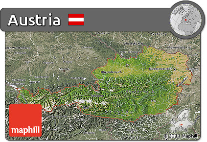 Satellite Map of Austria, semi-desaturated