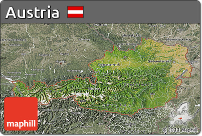 Satellite Map of Austria, semi-desaturated