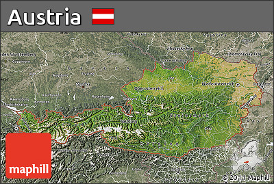 Satellite Map of Austria, semi-desaturated
