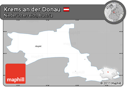 Gray Simple Map of Krems An Der Donau, single color outside