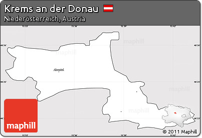 Silver Style Simple Map of Krems An Der Donau, cropped outside