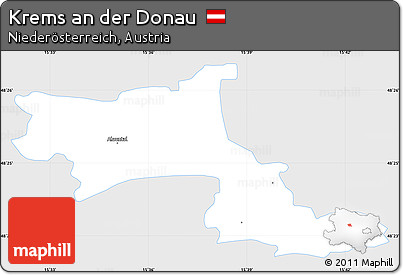 Silver Style Simple Map of Krems An Der Donau, single color outside
