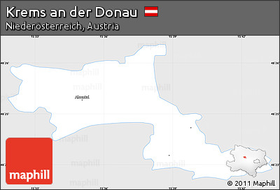 Silver Style Simple Map of Krems An Der Donau, single color outside