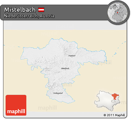 Classic Style 3D Map of Mistelbach, single color outside