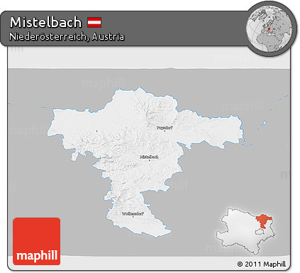 Gray 3D Map of Mistelbach, single color outside