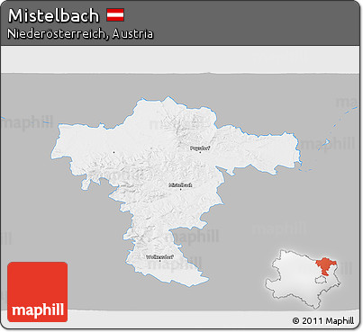 Gray 3D Map of Mistelbach, single color outside