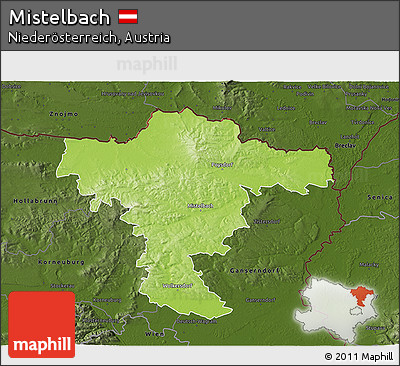 Physical 3D Map of Mistelbach, darken