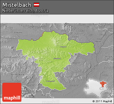 Physical 3D Map of Mistelbach, desaturated