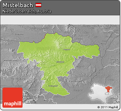 Physical 3D Map of Mistelbach, desaturated