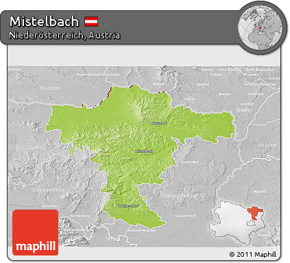 Physical 3D Map of Mistelbach, lighten, desaturated