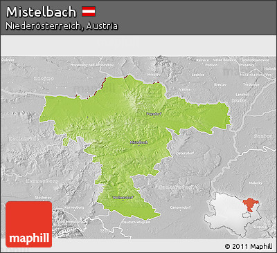 Physical 3D Map of Mistelbach, lighten, desaturated