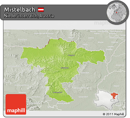 Physical 3D Map of Mistelbach, lighten, semi-desaturated