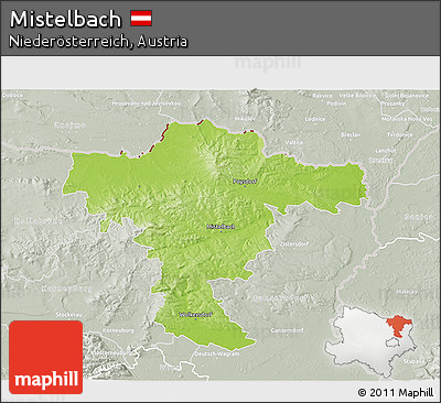 Physical 3D Map of Mistelbach, lighten, semi-desaturated