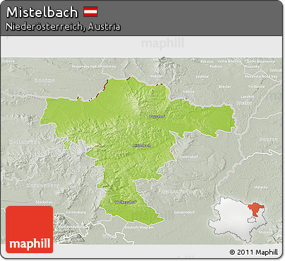 Physical 3D Map of Mistelbach, lighten, semi-desaturated