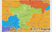 Physical 3D Map of Mistelbach, political outside