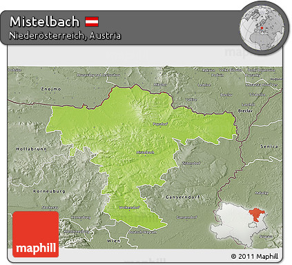 Physical 3D Map of Mistelbach, semi-desaturated