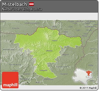 Physical 3D Map of Mistelbach, semi-desaturated