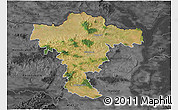 Satellite 3D Map of Mistelbach, darken, desaturated