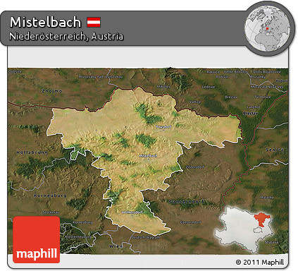 Satellite 3D Map of Mistelbach, darken