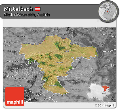 Satellite 3D Map of Mistelbach, desaturated
