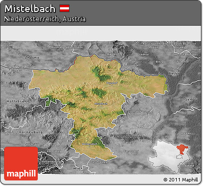 Satellite 3D Map of Mistelbach, desaturated