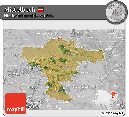 Satellite 3D Map of Mistelbach, lighten, desaturated