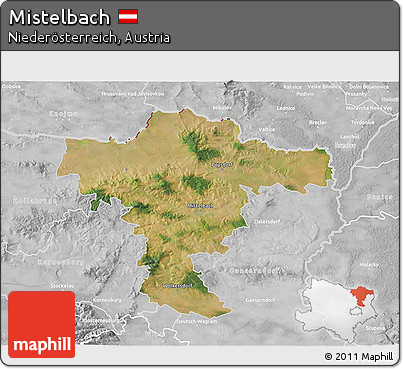 Satellite 3D Map of Mistelbach, lighten, desaturated