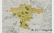 Satellite 3D Map of Mistelbach, lighten, semi-desaturated
