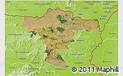 Satellite 3D Map of Mistelbach, physical outside