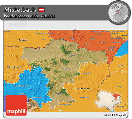 Satellite 3D Map of Mistelbach, political outside