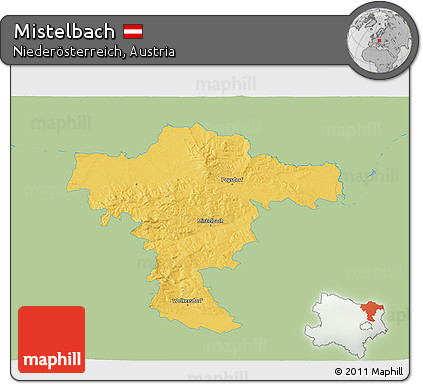 Savanna Style 3D Map of Mistelbach, single color outside