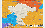 Shaded Relief 3D Map of Mistelbach, political outside