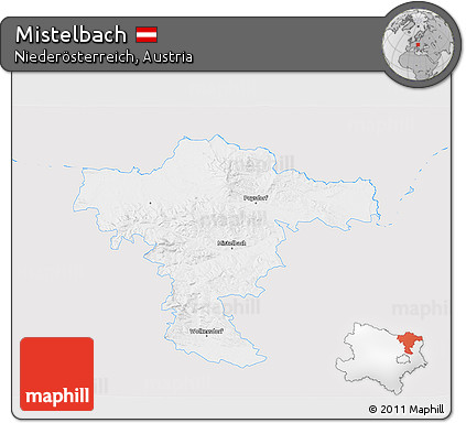 Silver Style 3D Map of Mistelbach, single color outside
