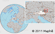 Gray Location Map of Mistelbach, highlighted country, highlighted parent region, within the entire country