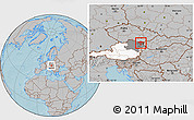 Gray Location Map of Mistelbach, highlighted country, highlighted parent region, hill shading