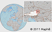 Gray Location Map of Mistelbach, highlighted country, hill shading