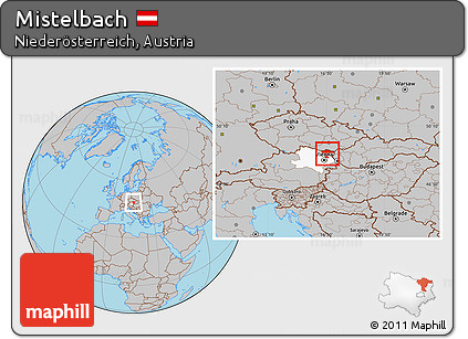 Gray Location Map of Mistelbach, highlighted parent region