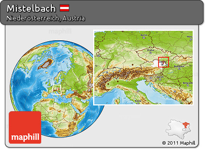 Physical Location Map of Mistelbach, highlighted parent region, within the entire country