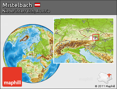 Physical Location Map of Mistelbach, highlighted parent region, within the entire country