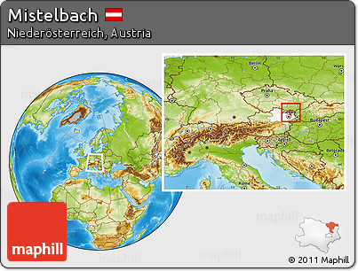 Physical Location Map of Mistelbach, highlighted parent region, within the entire country