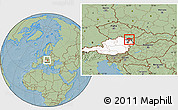 Savanna Style Location Map of Mistelbach, highlighted country, hill shading