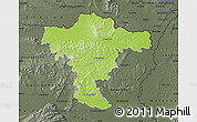 Physical Map of Mistelbach, darken, semi-desaturated