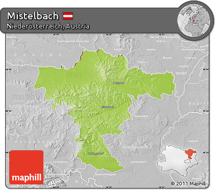 Physical Map of Mistelbach, lighten, desaturated