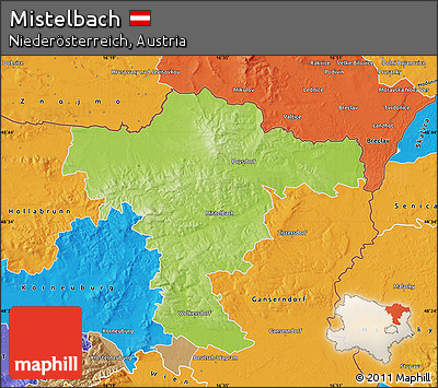 Physical Map of Mistelbach, political outside