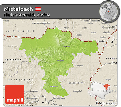 Physical Map of Mistelbach, shaded relief outside