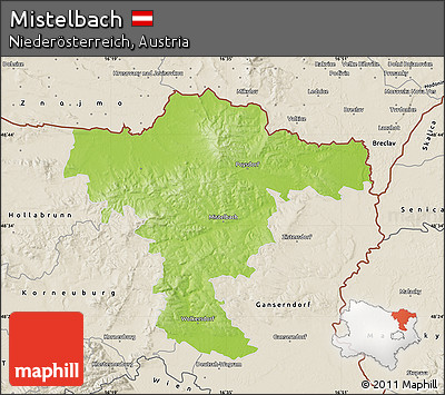 Physical Map of Mistelbach, shaded relief outside