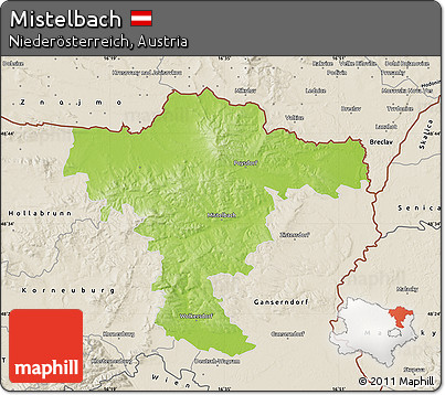 Physical Map of Mistelbach, shaded relief outside
